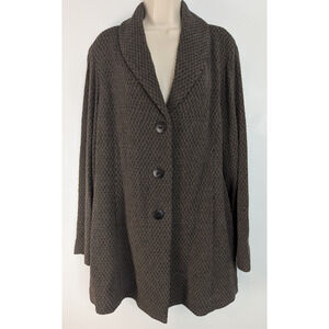 Eileen Fisher Women Wide Collar Button Knit Coat Sz XL Old Money Classic Capsule